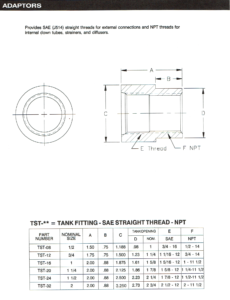 TANK FITTING SAE STRAIGHT THREAD NPT (TST-**-**)